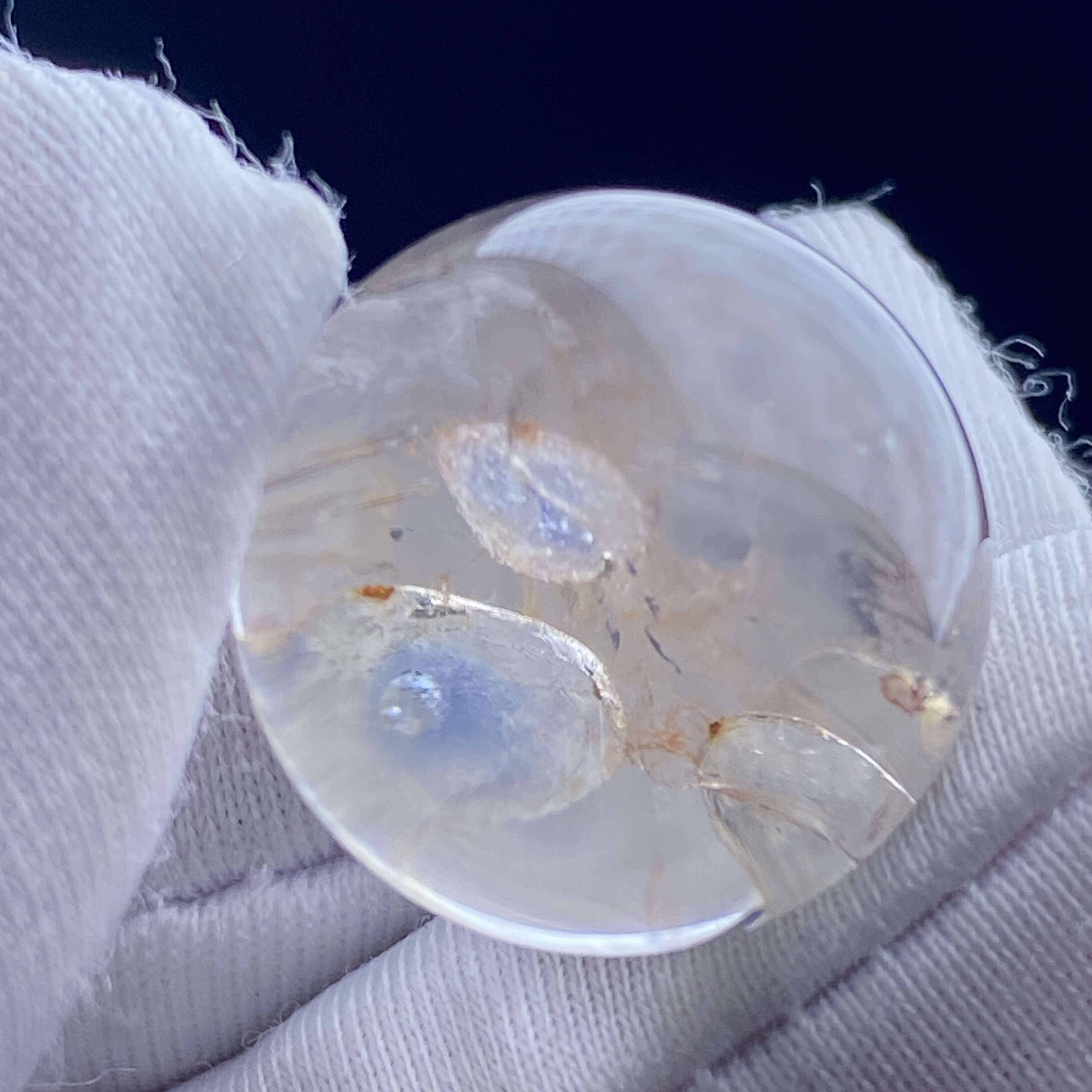 天然水晶包裹体蓝矿吊坠圆珠DIY蓝色矿石单珠饰品奇石16.5mm
