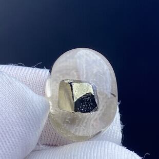 天然水晶包裹体大颗粒黄铜矿吊坠裸石蛋面DIY水晶饰品一物一图