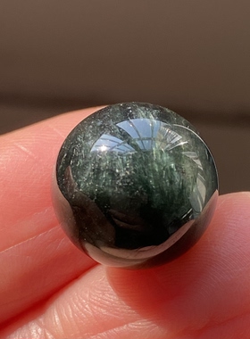 天然水晶绿发晶吊坠圆珠DIY水晶单珠饰品项链13.5mm一物一图