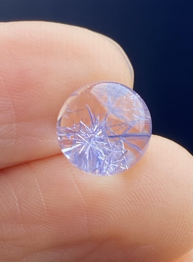 天然水晶蓝发晶吊坠圆珠DIY蓝线石单珠饰品可做戒指9mm一物一图