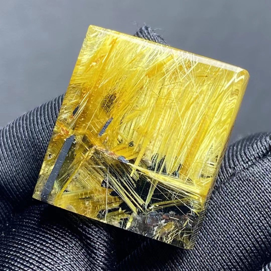 天然水晶钛晶发晶黑云母方牌裸石吊坠项坠挂坠饰品男女款一物一图