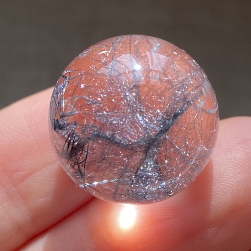 天然水晶铅铁矿吊坠圆珠DIY铅丝矿单珠饰品项链18mm一物一图