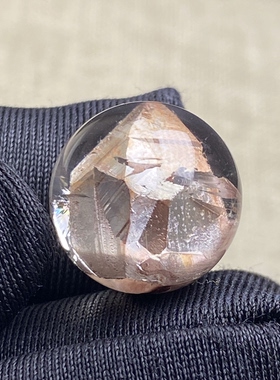天然水晶包裹体晶中晶吊坠圆珠DIY水晶单珠饰品项链13mm一物一图