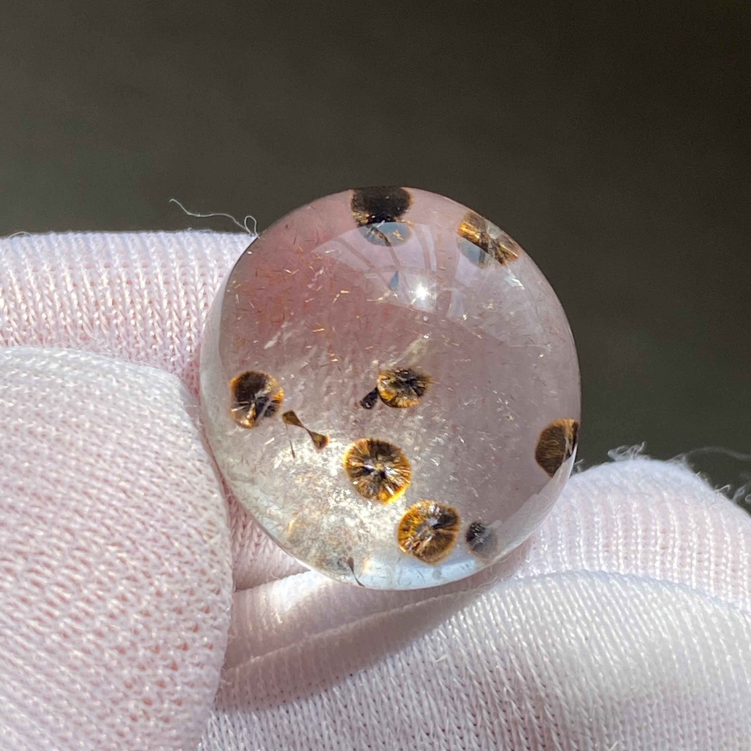 天然水晶包裹体针铁矿花吊坠裸石蛋面DIY矿石饰品项链一物一图