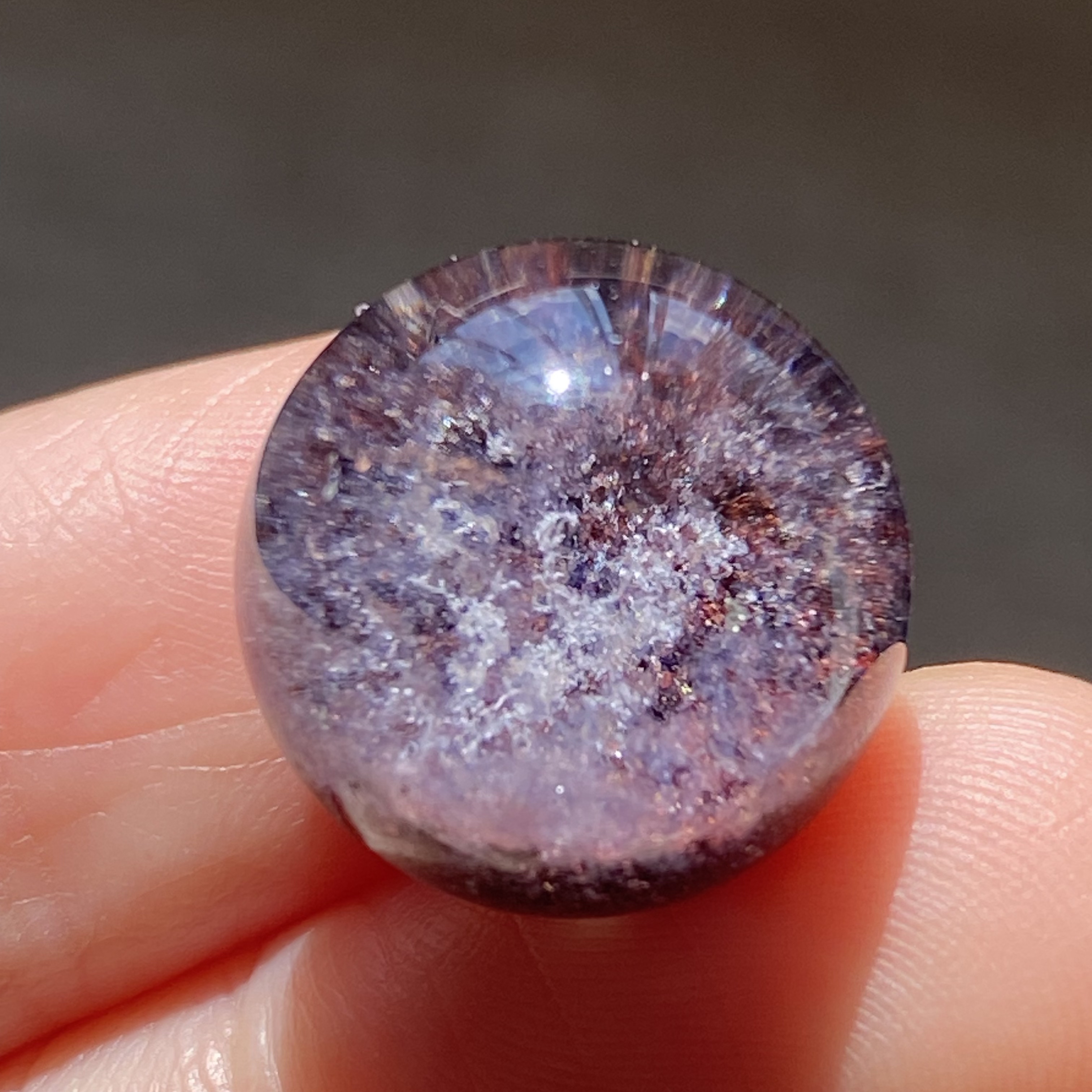 天然水晶紫幽灵吊坠圆珠DIY幽灵单珠饰品项链15mm一物一图
