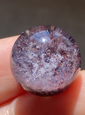 天然水晶紫幽灵吊坠圆珠DIY幽灵单珠饰品项链15mm一物一图