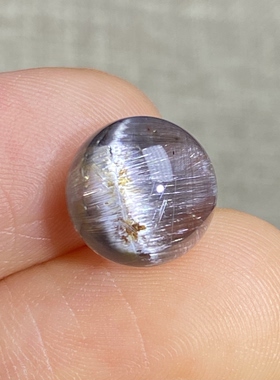 天然水晶黑银钛吊坠圆珠DIY银钛单珠饰品项链可做戒指9.5mm