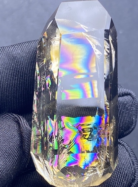 天然黄水晶彩虹吊坠男女款七彩水晶饰品项链挂坠 一物一图