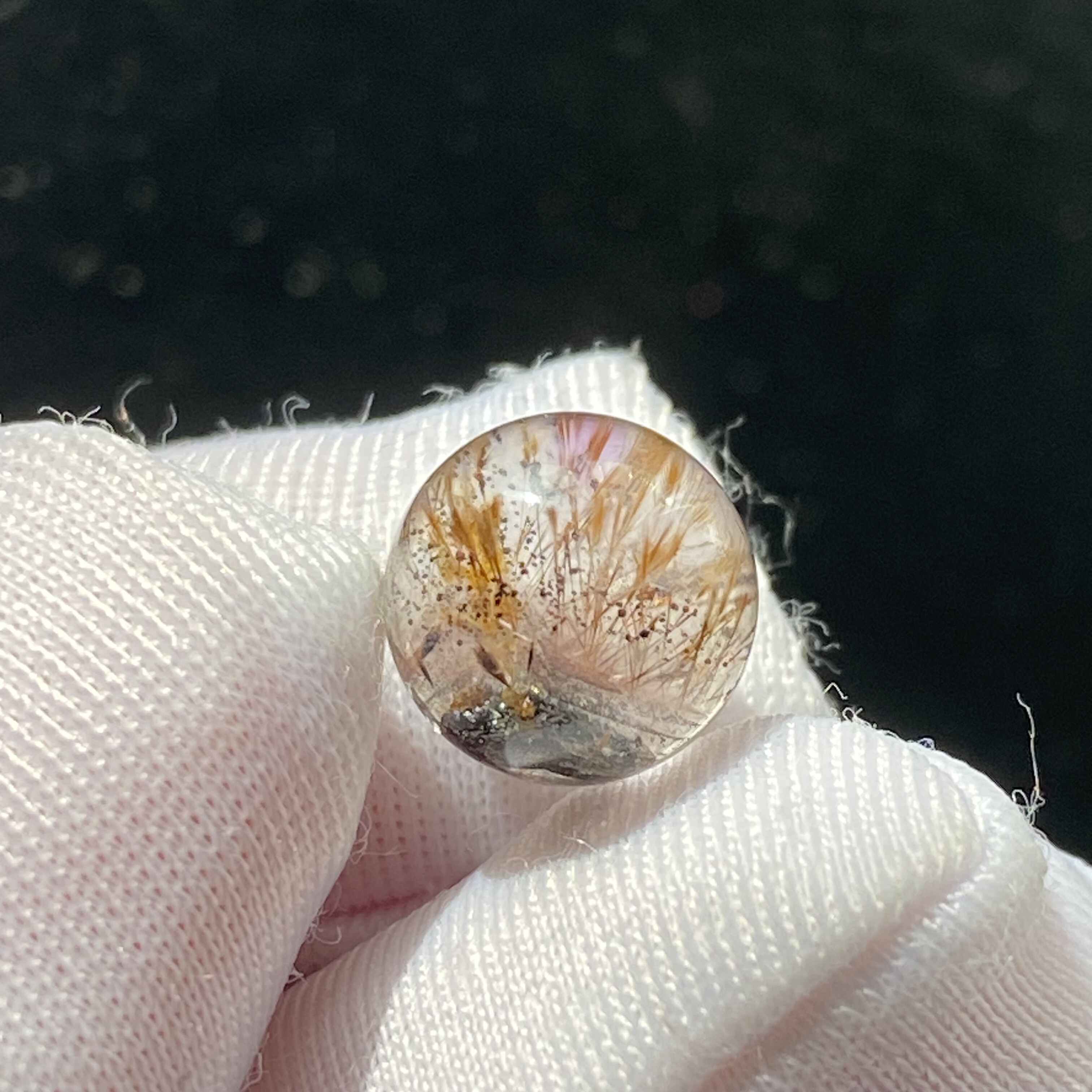 天然水晶紫钛云母银山吊坠圆珠DIY水晶饰品可做戒指9mm一物一图