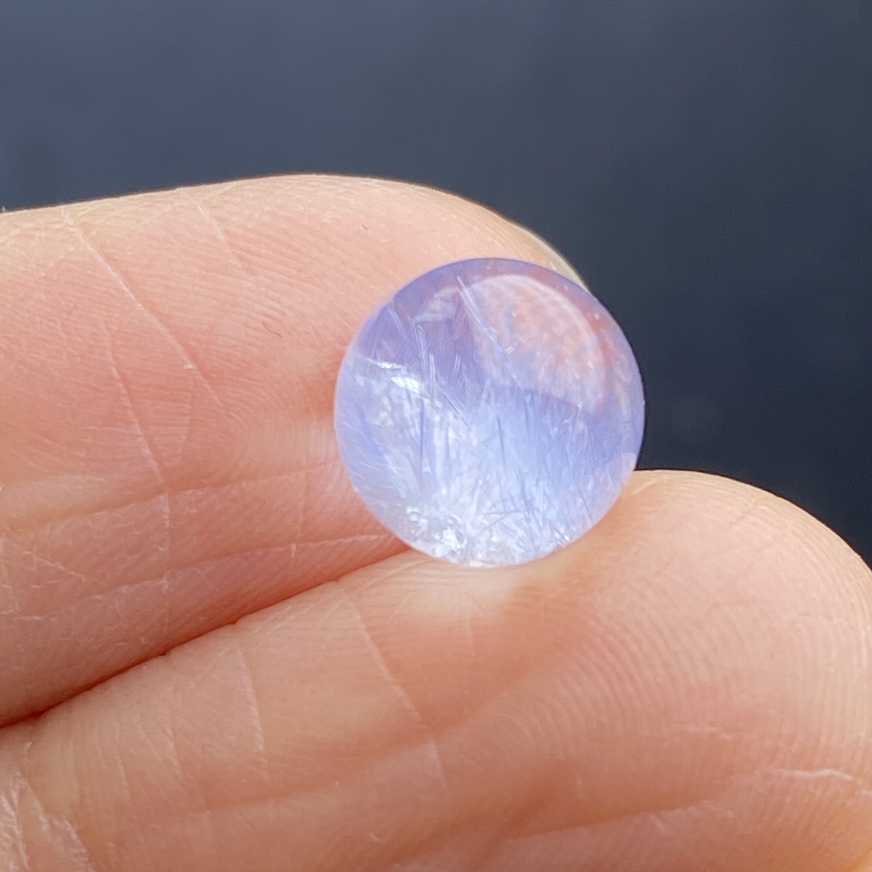 天然水晶蓝发晶吊坠圆珠DIY蓝线石单珠饰品配珠可做戒指8.5mm