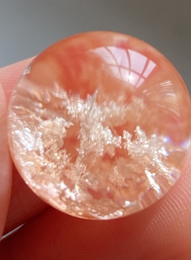 天然水晶幽灵吊坠圆珠DIY水晶单珠饰品项链16.5mm 一物一图