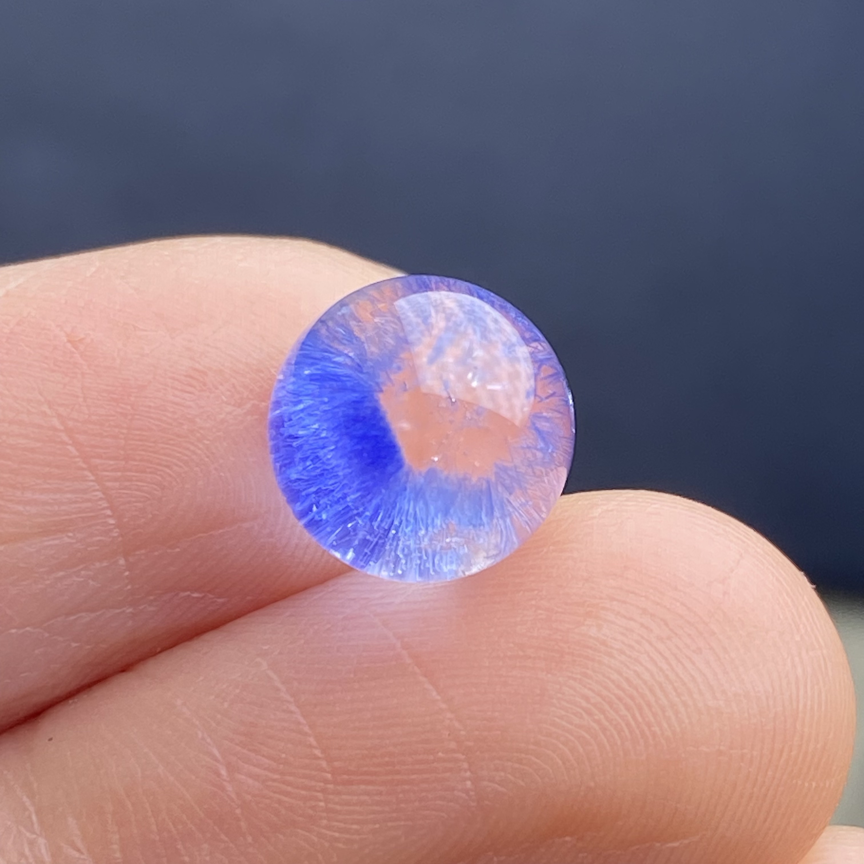 天然水晶蓝发晶吊坠圆珠DIY蓝线石单珠饰品可做戒指9mm一物一图