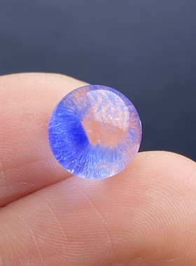 天然水晶蓝发晶吊坠圆珠DIY蓝线石单珠饰品可做戒指9mm一物一图