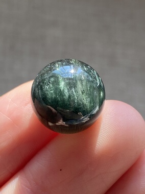 天然水晶绿发晶吊坠圆珠DIY水晶单珠饰品项链14mm一物一图