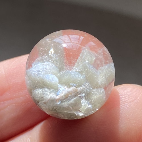 天然水晶包裹体绿矿石吊坠圆珠DIY矿石单珠饰品项链16mm一物一图