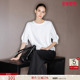 圆领小个子五分袖 德玛纳松弛感纽扣调节收腰T恤女25夏季 新款 上衣