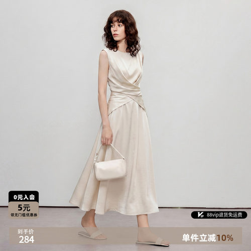夏季缎面圆领无袖显瘦女装套装