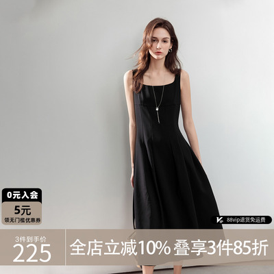 德玛纳法式复古方领连衣裙极简