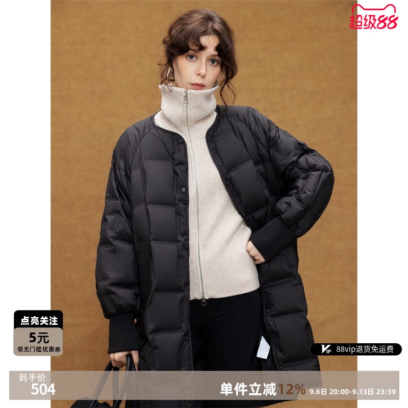 德玛纳轻量感90鸭绒压胶羽绒服女26冬季新款中长款面包服保暖外套