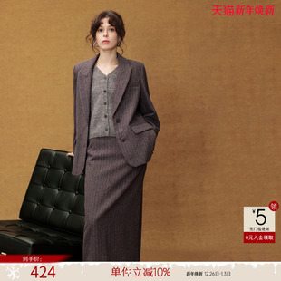 戗驳领保暖通勤宽松西服上衣 新款 德玛纳静奢商务西装 外套女25冬季