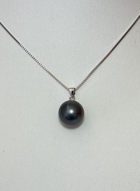 8mm仿珍珠圆形黑色珍珠母贝吊坠