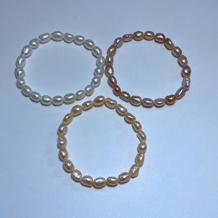 6-7mm天然白色异形淡水珍珠弹力绳手链巴洛克不规则松紧款手串