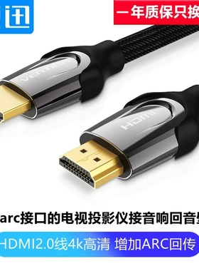 hdmi线4k高清arc回传电视音箱回音壁连接线适用索尼投影仪hd15m3m