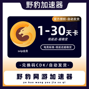 野豹加速器1/3/7/30天SVIP时长 steam游戏加器速月卡 兑换码CDK