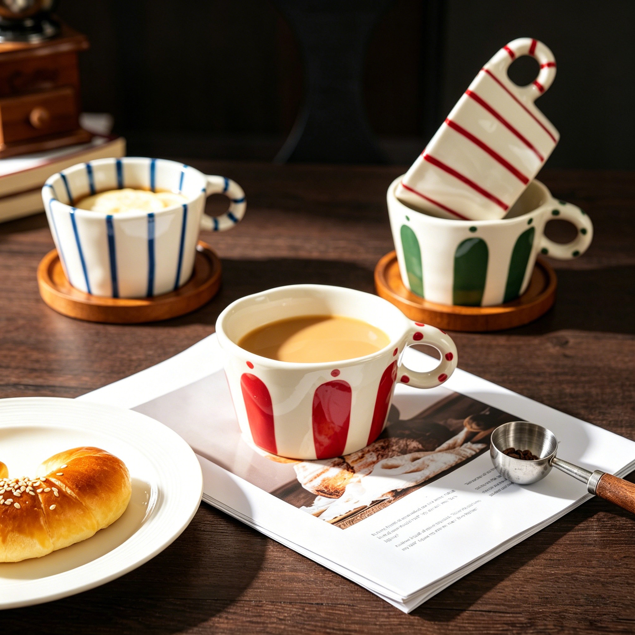 高级复古杯子办公室陶瓷杯家用咖啡杯情侣水杯条纹马克杯早餐杯子