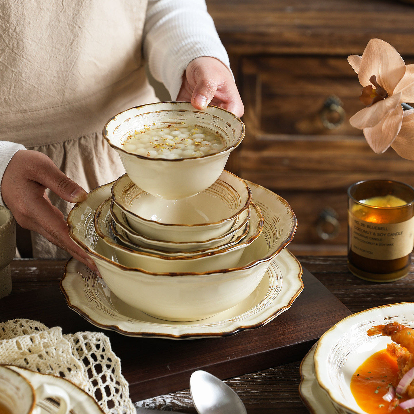 5寸饭碗家用陶瓷釉下彩食品级餐具精致日式复古碗碟盘好看面碗,餐饮具,碗,淘宝优惠券,粉丝福利购,淘宝优惠卷