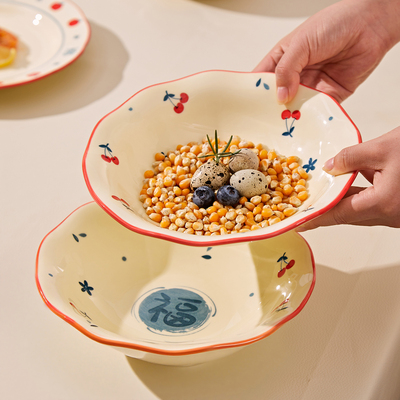 中式陶瓷新年盘子菜盘家用