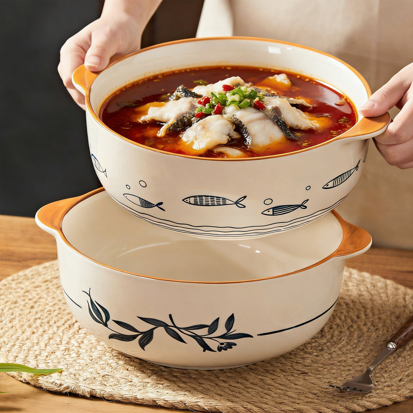 2026新款大号酸菜鱼碗双耳汤碗