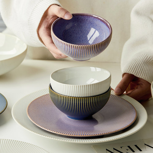 jiwoo陶瓷ins亮光饭碗窑变