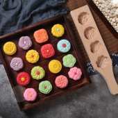 过年青团花朵月饼模具木质老式 绿豆糕点传统桂花糕烘焙家用压花