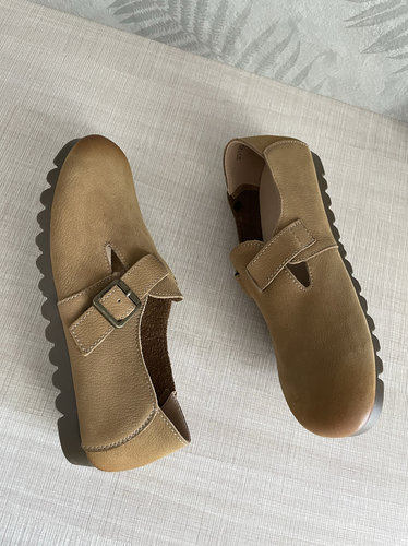 勃肯鞋改良版轻便舒适好穿时尚百搭厚底乐福鞋牛皮女鞋