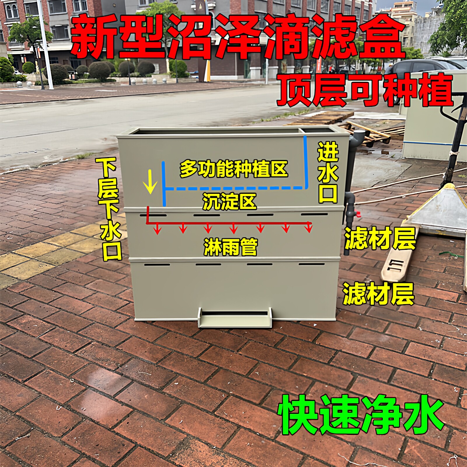 大型锦鲤鱼池过滤箱沼泽过滤滴滤盒沉淀带干湿分离瀑布出水过滤器