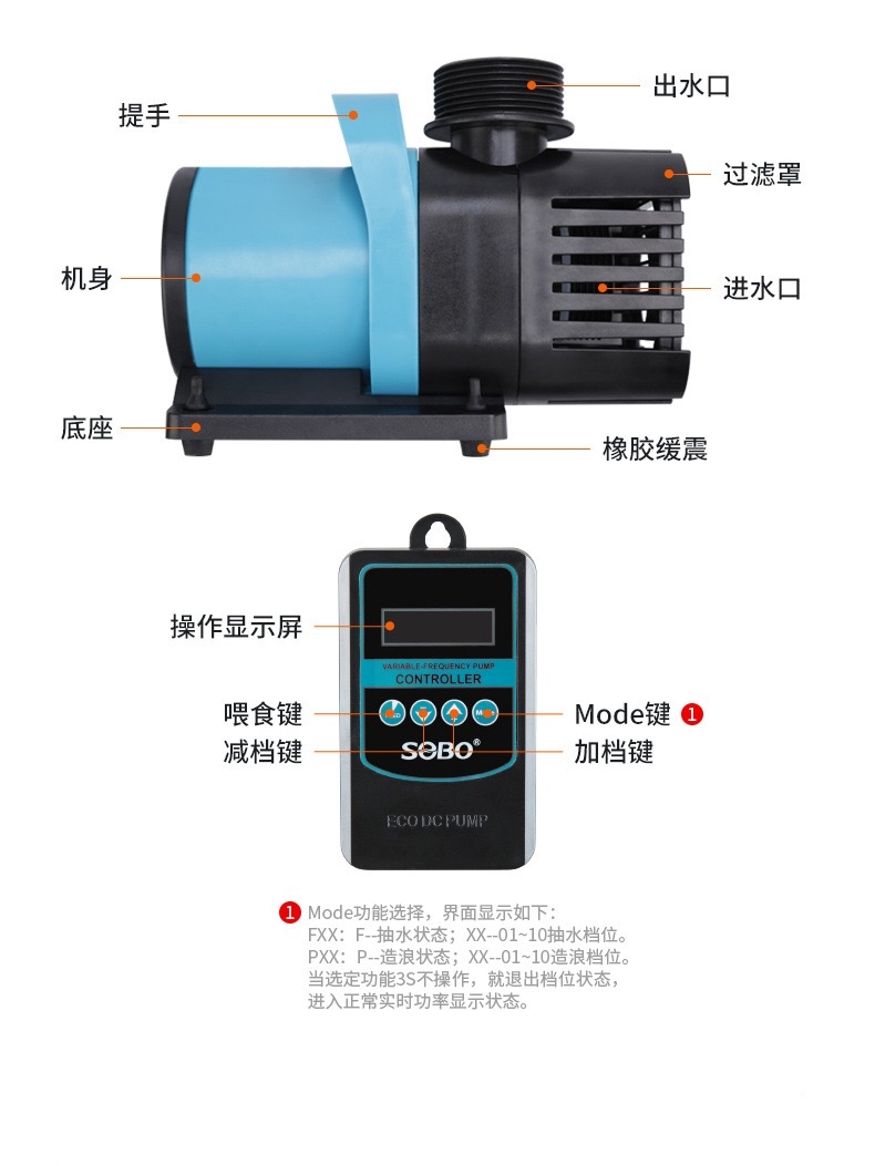 超静音鱼缸鱼池潜水泵底吸水泵大型抽水泵水陆两用循环泵变频水泵