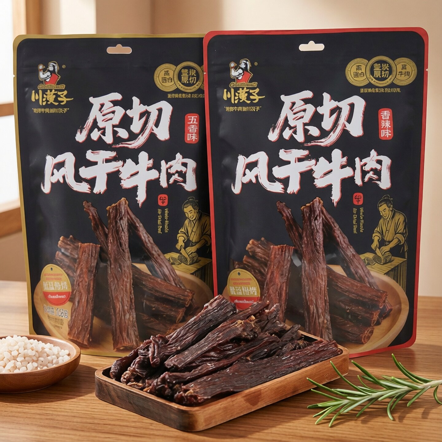 川汉子原切风干牛肉168g五香麻辣手撕牛肉干休闲超干款小吃零食