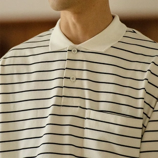 24SS定织320G双纱棉宽松廓形口袋polo衫 cleanfit 长袖 T恤男女大码