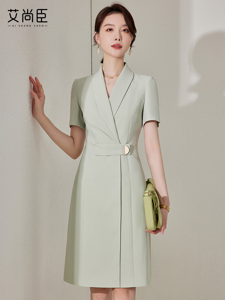 艾尚臣职业连衣裙女夏季通勤气质女神范高端西装裙工作服显瘦裙子