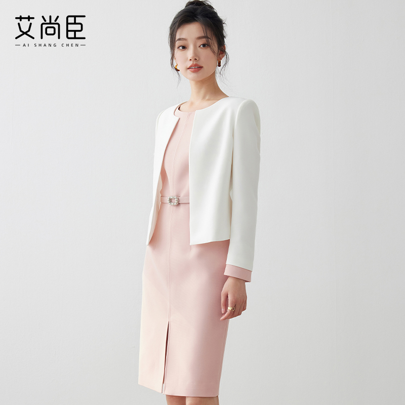 气质白色西装两件套女2025春装新款西服外套搭配连衣裙时尚套装春