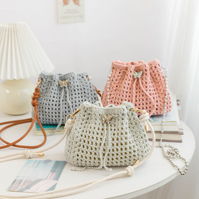 手工diy毛线钩织碎银子包材料包礼物亲手制作送闺蜜斜挎包零钱包