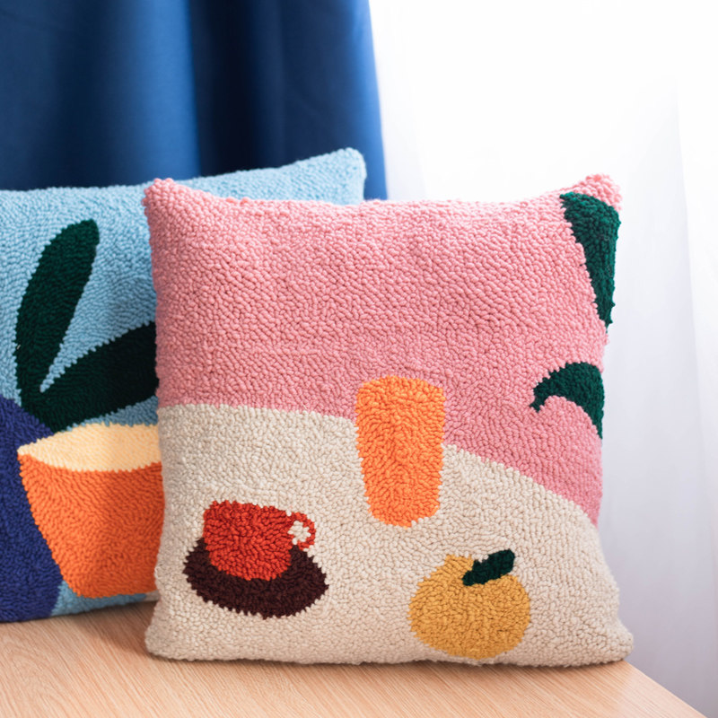 俄罗斯毛线戳戳绣抱枕地毯垫子手工diy材料包自制礼物解压新手