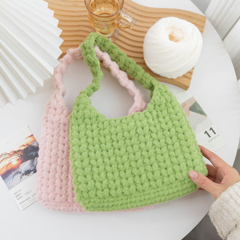 手工diy糯米线钩织爱心手提包材料包新手自制礼物送闺蜜不起球