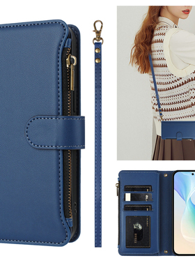 适用于小米14 15手机壳翻盖式redmi note13R电话套13T外壳15TPro防摔note15皮套多插卡包14c男女商务斜跨挂绳