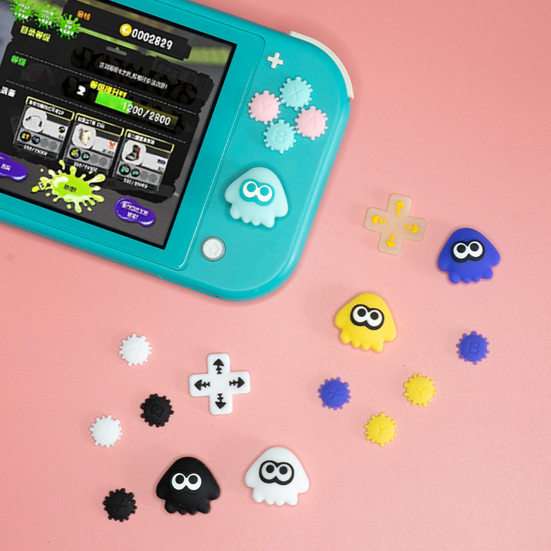 任天堂switchlite硅胶按键贴lite摇杆帽十字方向键帽套鱿鱼款配件图片