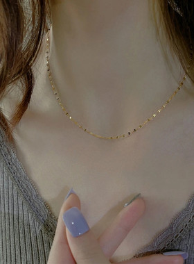 嘴唇链素链钛钢项链女款