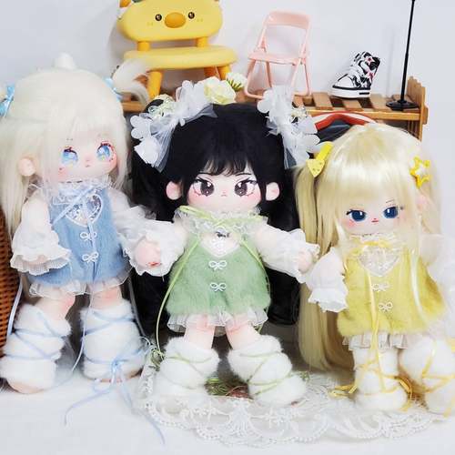现货】春日绒绒 20cm 长腿体 福瑞体棉花娃娃娃衣套装可爱春天
