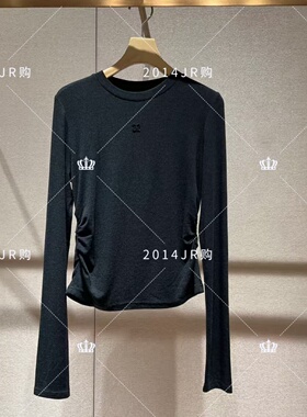 专柜正品JR2025秋新款深灰色长袖弹力收腰针织衫打底衫女XRJ4T06C