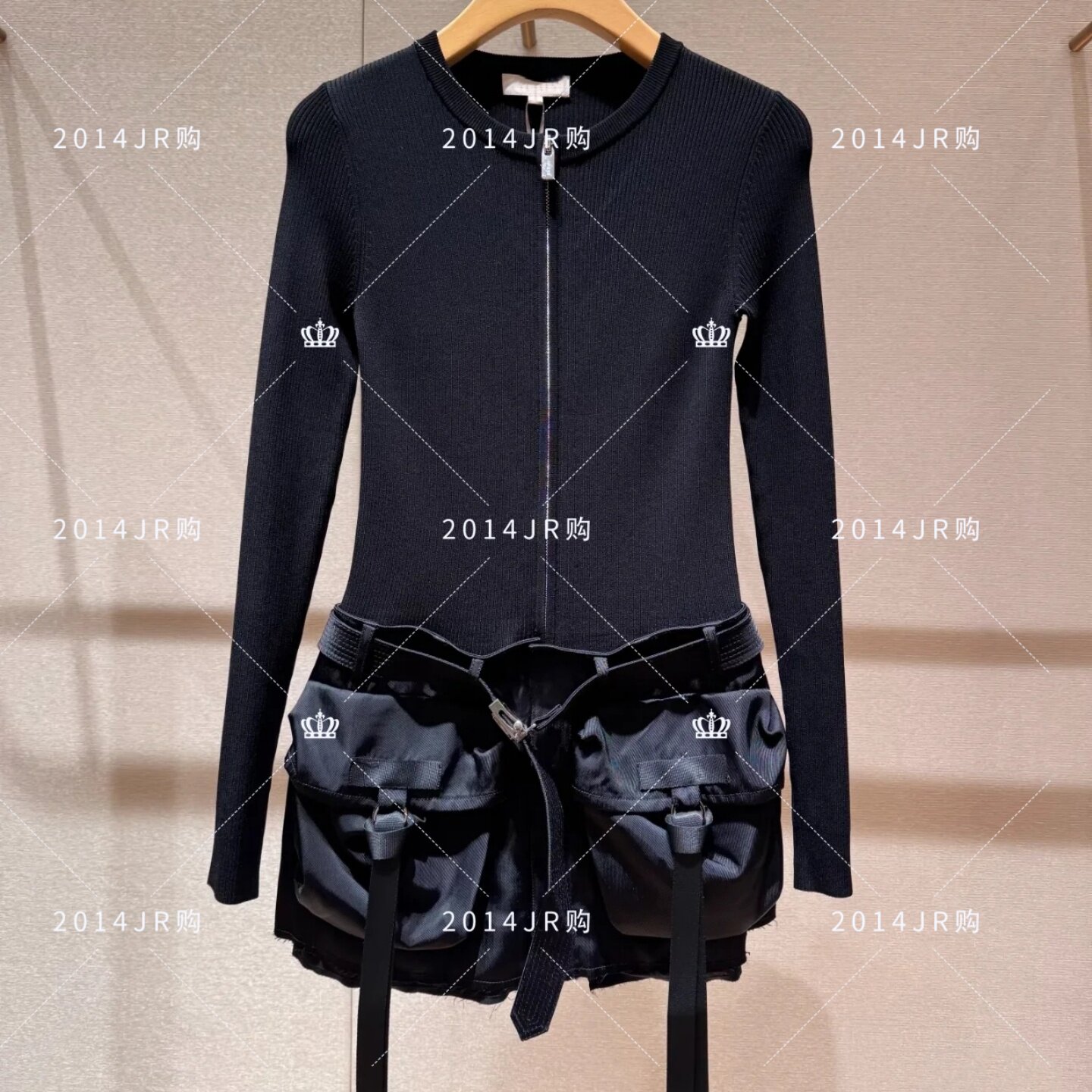 专柜正品JR2025秋季新款黑色机车风连体裤套装连衣裙女士XRJ5L02C
